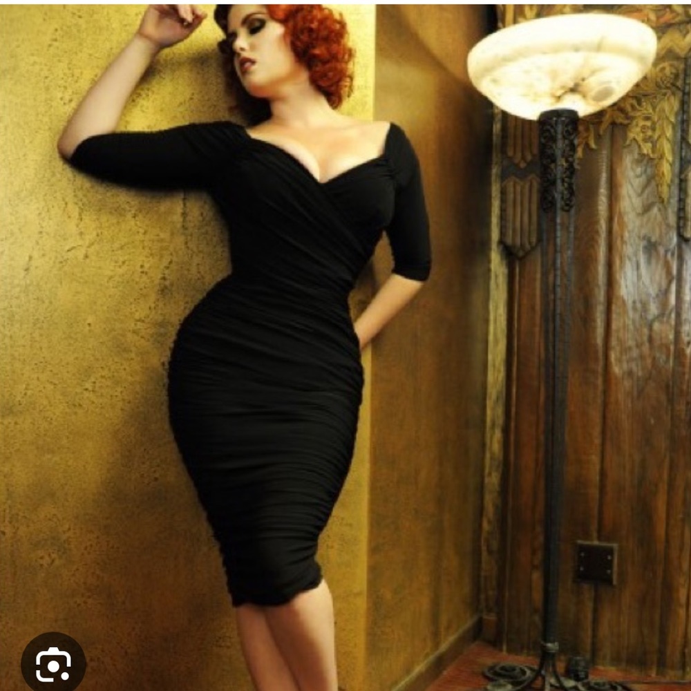 Pinup Girl Clothing Laura Byrnes California Monica Wiggle Dress in Black